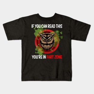 Fart Zone Owl 01 Kids T-Shirt